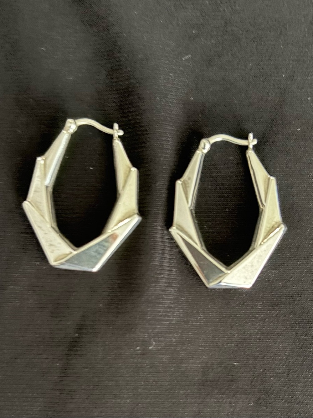 Vintage 925 Sterling Silver Geometric Twisted Origami Hoop Statement Earrings